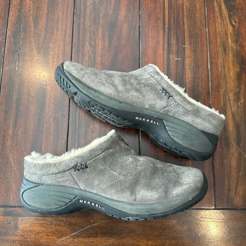 Merrell Encore Ice Slip On Clog Shoes Gray Suede Size 9.5 Womens